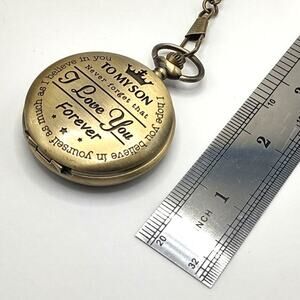 Gold Pocket Watch Gift For Son Fashion Birthday Graduation Christmas Travel New!